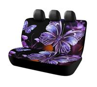 HETVBNS Beautiful Purple Butterfly Car Seat Covers for Back Seat Pet Protector, Universal Auto Rear Seats Cover, Non Slip Back Seats Covers for Car, Truck & SUV
