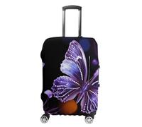 HETVBNS Beautiful Purple Butterfly Luggage Cover, Elastic Luggage Protector Fits 19-32in Suitcases, Washable & Anti-Scratch Suitcase Cover for Men Women, style, M, Classic