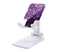 HETVBNS Beautiful Purple Glitter Phone Stand for Desk - Adjustable & Foldable Tablet Stand Portable Cell Phone Stand Holder Compatible with 4-13" Smartphones, Tablets