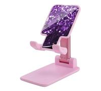 HETVBNS Beautiful Purple Glitter Phone Stand for Desk - Adjustable & Foldable Tablet Stand Portable Cell Phone Stand Holder Compatible with 4-13" Smartphones, Tablets