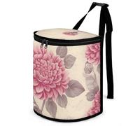 HETVBNS Beautiful Vintage Flower Car Trash Can with Lid, Leakproof Hanging Automotive Trash Bin, Waterproof Garbage Storage Bag for Vehicles, RV, Bathroom, Office