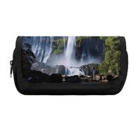 HETVBNS Beautiful Waterfall Pencil Case Extra Large, Double Layer Pencil Pouch with Zipper, Portable Cosmetic Bags for Travel, Office Stationery Organizer for Women Men