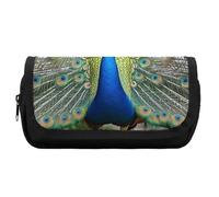 HETVBNS Beauty Peacock Pencil Case Extra Large, Double Layer Pencil Pouch with Zipper, Portable Cosmetic Bags for Travel, Office Stationery Organizer for Women Men