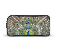 HETVBNS Beauty Peacock Pencil Case Large Capacity, Durable Pencil Pouch Portable Small Cosmetic Bag with Metal Zipper, Simple Makeup Pouch Aesthetic Toiletry Bag for Travel Office