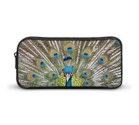 HETVBNS Beauty Peacock Pencil Case Large Capacity Zipper Pouch, Durable Pencil Box Organizer, Portable Small Cosmetic Bag for Office, Travel
