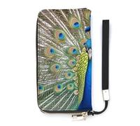 HETVBNS Beauty Peacock Wallet, Elegant Wristlet Wallet with Multi-Card Slots, PU Leather Long Purse for Women, Men
