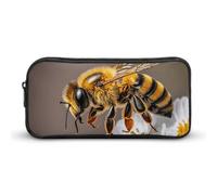 HETVBNS Bee And Flower Pencil Case Large Capacity Zipper Pouch, Durable Pencil Box Organizer, Portable Small Cosmetic Bag for Office, Travel