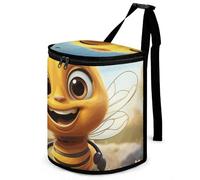 HETVBNS Bee Car Trash Can with Lid, Leakproof Hanging Automotive Trash Bin, Waterproof Garbage Storage Bag for Vehicles, RV, Bathroom, Office