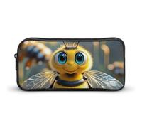 HETVBNS Bee Pencil Case Large Capacity Zipper Pouch, Durable Pencil Box Organizer, Portable Small Cosmetic Bag for Office, Travel