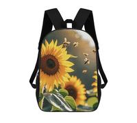 HETVBNS Bee & Sunflowers Backpack for Women Men, Durable 600D Polyester Bookbag with Large Capacity, Lightweight 17 Inch Laptop Backpack Minimalism Casual Daypack for Work, Travel