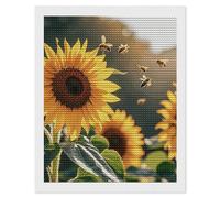 HETVBNS Bee & Sunflowers Diamond Painting Kits for Adults, Full Round Drill DIY Diamond Art for Beginners, 5D Gem Art and Crafts for Home Wall Decor 16"x20"