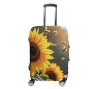 HETVBNS Bee & Sunflowers Luggage Cover, Elastic Luggage Protector Fits 19-32in Suitcases, Washable & Anti-Scratch Suitcase Cover for Men Women, style, L, Classic