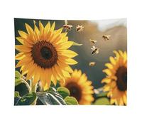 HETVBNS Bee & Sunflowers Tapestry Wall Hanging - 30"x40" Aesthetic Tapestries Soft Polyester Wall Art Decor Large Tapestry for Bedroom Living Room Dorm Backdrop, Hanging Kit Included