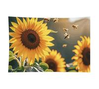HETVBNS Bee & Sunflowers Tapestry Wall Hanging - 40"x60" Aesthetic Tapestries Soft Polyester Wall Art Decor Large Tapestry for Bedroom Living Room Dorm Backdrop, Hanging Kit Included
