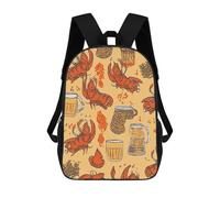 HETVBNS Beer And Crawfish Pattern Backpack for Women Men, Durable 600D Polyester Bookbag with Large Capacity, Lightweight 17 Inch Laptop Backpack Minimalism Casual Daypack for Work, Travel