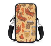 HETVBNS Beer And Crawfish Pattern Cell Phone Bag with Detachable Strap, Aesthetic Mini Sling Bag Small Crossbody Bag for Phone