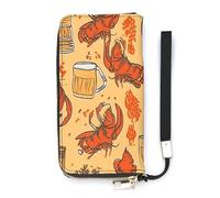 HETVBNS Beer And Crawfish Pattern Wallet, Elegant Wristlet Wallet with Multi-Card Slots, PU Leather Long Purse for Women, Men