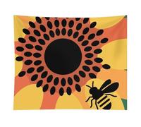 HETVBNS Bees And Sunflowers Tapestry Wall Hanging - 50"x60" Aesthetic Tapestries Soft Polyester Wall Art Decor Large Tapestry for Bedroom Living Room Dorm Backdrop, Hanging Kit Included