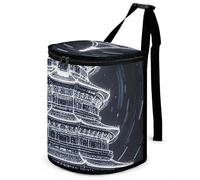 HETVBNS Beijing Tiantan Car Trash Can with Lid, Leakproof Hanging Automotive Trash Bin, Waterproof Garbage Storage Bag for Vehicles, RV, Bathroom, Office