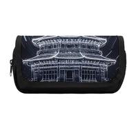 HETVBNS Beijing Tiantan Pencil Case Extra Large, Double Layer Pencil Pouch with Zipper, Portable Cosmetic Bags for Travel, Office Stationery Organizer for Women Men