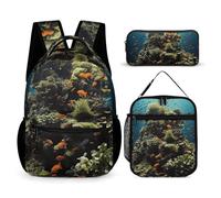 HETVBNS Biodiversity Backpack Set 3 Piece, Durable Backpack Insulated Lunch Bag Portable Pencil Case for Men Women