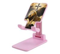 HETVBNS Black and Gold African Leo Lion King with Cross Phone Stand for Desk - Adjustable & Foldable Tablet Stand Portable Cell Phone Stand Holder Compatible with 4-13" Smartphones, Tablets
