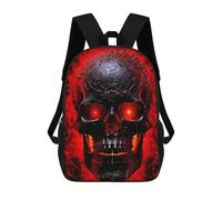 HETVBNS Black And Red Skull Backpack for Women Men, Durable 600D Polyester Bookbag with Large Capacity, Lightweight 17 Inch Laptop Backpack Minimalism Casual Daypack for Work, Travel