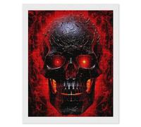 HETVBNS Black and Red Skull Diamond Painting Kits for Adults, Full Round Drill DIY Diamond Art for Beginners, 5D Gem Art and Crafts for Home Wall Decor 16"x20"