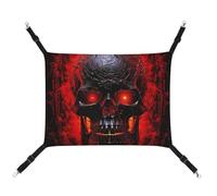 HETVBNS Black and Red Skull Pet Hammock for Cats & Dogs, Soft Breathable Canvas Hanging Hammock with Adjustable Straps, Comfortable & Durable Hanging Bed for Small to Medium Pets