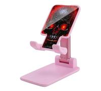 HETVBNS Black and Red Skull Phone Stand for Desk - Adjustable & Foldable Tablet Stand Portable Cell Phone Stand Holder Compatible with 4-13" Smartphones, Tablets