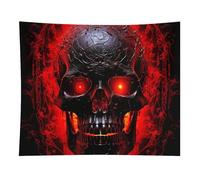 HETVBNS Black And Red Skull Tapestry Wall Hanging - 50"x60" Aesthetic Tapestries Soft Polyester Wall Art Decor Large Tapestry for Bedroom Living Room Dorm Backdrop, Hanging Kit Included