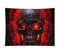 HETVBNS Black And Red Skull Tapestry Wall Hanging - 60"x80" Aesthetic Tapestries Soft Polyester Wall Art Decor Large Tapestry for Bedroom Living Room Dorm Backdrop, Hanging Kit Included