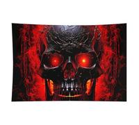 HETVBNS Black And Red Skull Tapestry Wall Hanging - 60"x90" Aesthetic Tapestries Soft Polyester Wall Art Decor Large Tapestry for Bedroom Living Room Dorm Backdrop, Hanging Kit Included