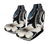 HETVBNS Black and White Breathable Car Seat Cover Hawaiian Flowers Front Car Seat Protector with Elastic Edge Car Seat Pads Car Interior Accessories