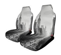 HETVBNS Black and White Breathable Car Seat Cover New York Car Front Seat Protector with Elastic Edge Car Seat Pads Car Interior Accessories Fits