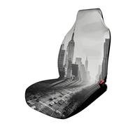HETVBNS Black and White Breathable Car Seat Cover New York Car Front Seat Protector with Elastic Edge Car Seat Pads Car Interior Accessories Fits
