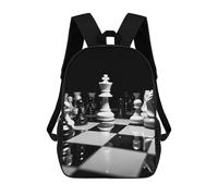 HETVBNS Black And White Chess Backpack for Women Men, Durable 600D Polyester Bookbag with Large Capacity, Lightweight 17 Inch Laptop Backpack Minimalism Casual Daypack for Work, Travel