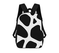 HETVBNS Black And White Cow Print Backpack for Women Men, Durable 600D Polyester Bookbag with Large Capacity, Lightweight 17 Inch Laptop Backpack Minimalism Casual Daypack for Work, Travel