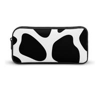HETVBNS Black And White Cow Print Pencil Case Large Capacity, Durable Pencil Pouch Portable Small Cosmetic Bag with Metal Zipper, Simple Makeup Pouch Aesthetic Toiletry Bag for Travel Office