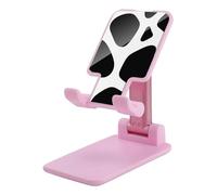 HETVBNS Black and White Cow Print Phone Stand for Desk - Adjustable & Foldable Tablet Stand Portable Cell Phone Stand Holder Compatible with 4-13" Smartphones, Tablets
