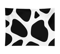 HETVBNS Black And White Cow Print Tapestry Wall Hanging - 60"x80" Aesthetic Tapestries Soft Polyester Wall Art Decor Large Tapestry for Bedroom Living Room Dorm Backdrop, Hanging Kit Included