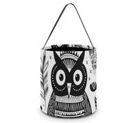 HETVBNS Black And White Owl Candy Bag Halloween Trick Or Treat Bucket 7.9x8.3in, Reusable Gift Bags for Party Holiday Wedding