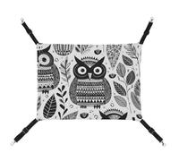 HETVBNS Black and White Owl Pet Hammock for Cats & Dogs, Soft Breathable Canvas Hanging Hammock with Adjustable Straps, Comfortable & Durable Hanging Bed for Small to Medium Pets