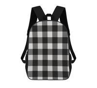HETVBNS Black And White Plaid Backpack for Women Men, Durable 600D Polyester Bookbag with Large Capacity, Lightweight 17 Inch Laptop Backpack Minimalism Casual Daypack for Work, Travel