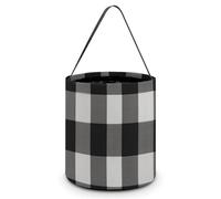 HETVBNS Black And White Plaid Candy Bag Halloween Trick Or Treat Bucket 7.9x8.3in, Reusable Gift Bags for Party Holiday Wedding