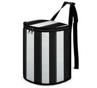 HETVBNS Black and-White Stripes Car Trash Can with Lid, Leakproof Hanging Automotive Trash Bin, Waterproof Garbage Storage Bag for Vehicles, RV, Bathroom, Office