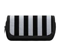HETVBNS Black And-White Stripes Pencil Case Extra Large, Double Layer Pencil Pouch with Zipper, Portable Cosmetic Bags for Travel, Office Stationery Organizer for Women Men