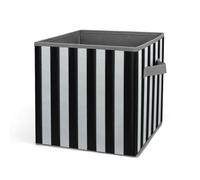 HETVBNS Black And-White Stripes Storage Bins 10.6 Inch, Oxford Fabric Foldable Storage Cube Organizer Basket with Handles, Fabric Bins for Closet Shelves, Toys, Clothes, Books, Bedroom
