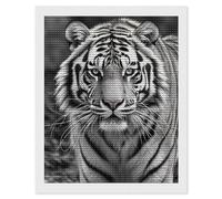 HETVBNS Black and White Tiger Diamond Painting Kits for Adults, Full Round Drill DIY Diamond Art for Beginners, 5D Gem Art and Crafts for Home Wall Decor 16"x20"
