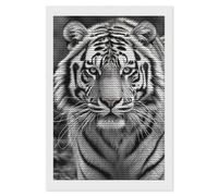 HETVBNS Black and White Tiger Diamond Painting Kits for Adults, Full Round Drill DIY Diamond Art for Beginners, 5D Gem Art and Crafts for Home Wall Decor 8"x12"